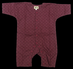 義若オリジナルのお祭りロンパース 七宝織 ボルドー